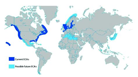 ECAs area on the world map. Source: IMO official site (2014) [15]. | Download Scientific Diagram