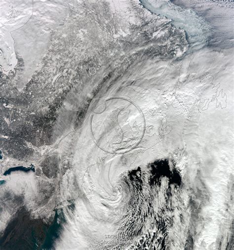 Satellite view of a large Nor'easter snow storm over United States. | Stocktrek Images