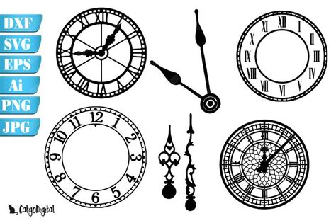 Clock Face Silhouettes SVG