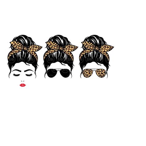 Messy Bun Mom Leopard Print Svg, Leopard Bandana Svg, Sungal - Inspire Uplift