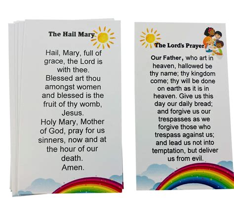 Buy The Hail Mary and Our her Lords Prayer Childrens Holy Cards Bulk Classroom Pack, Set of 24 ...