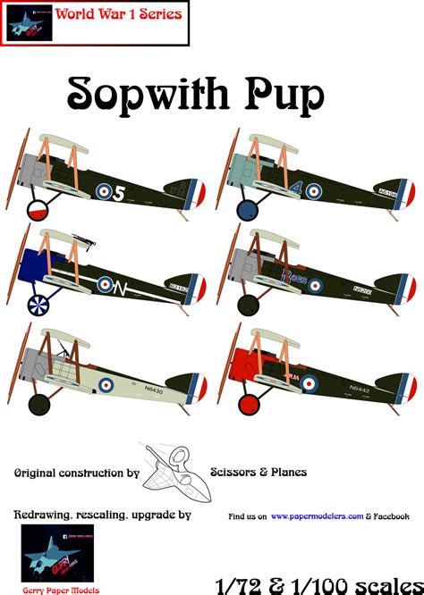 1/72 and 1/100 Sopwith Pup (6) Kit Bundle Paper Model - EcardModels