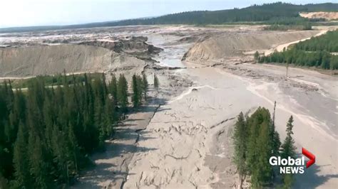 Aerial view of destruction caused by Mount Polley Mine tailings pond breach - YouTube