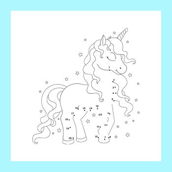 Connect the dots - Unicorn Dot to Dot 1 - 20 by Giant Rainbow | TPT