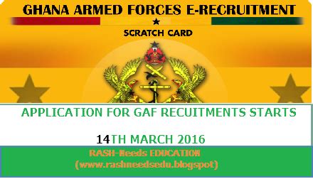 RASH-Needs : GHANA ARMED FORCES RECRUITMENT 2016 (Army Requirement )