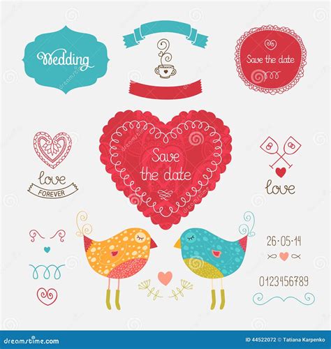 Wedding Invitation Collection Stock Vector - Illustration of heart ...