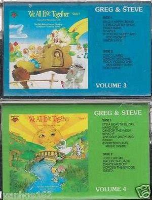 GREG & STEVE WE ALL LIVE TOGETHER VOL #3 & #4 childrens cassette lot