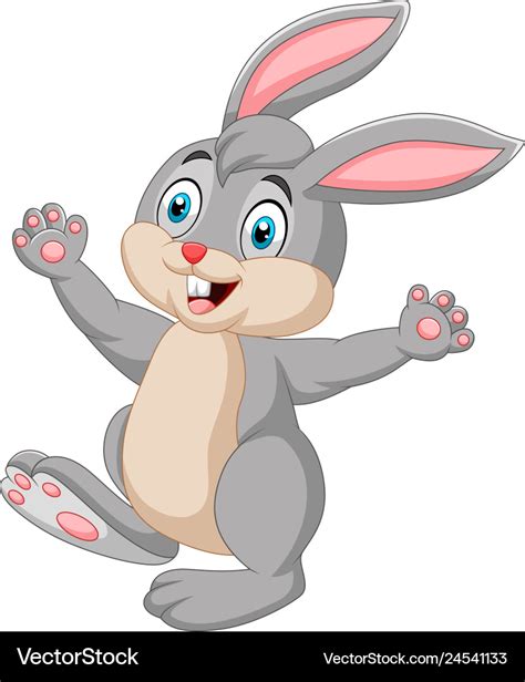 Happy rabbit cartoon isolated on white background Vector Image