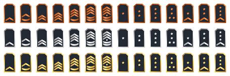 Military Insignia Soldier Icon Set. Sergeant, General, Major, Officer ...