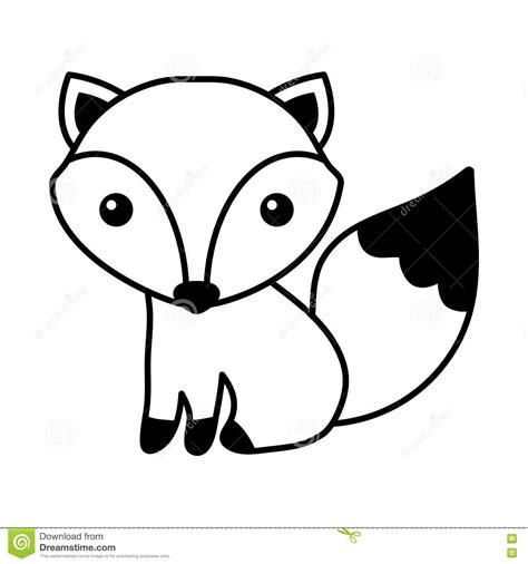 Classy Inspiration Fox Clipart Black And White Cute Isolated Icon Stock Vector Illustration Of ...