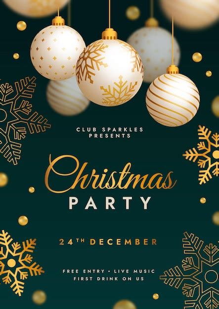 Free Vector | Realistic vertical christmas party poster template