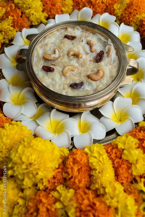 Kerala festival Onam special dessert Semiya Payasam with Onam Pookalam ...