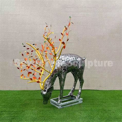 Stainless Steel Life Size Reindeer Statue For Sale - SevenTreeSculpture