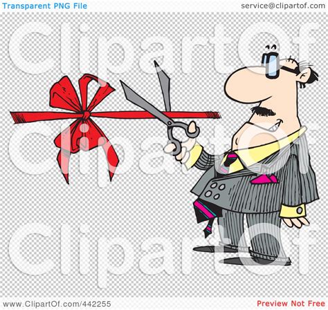 Royalty-Free (RF) Clip Art Illustration of a Cartoon Businessman Performing A Ribbon Cutting ...