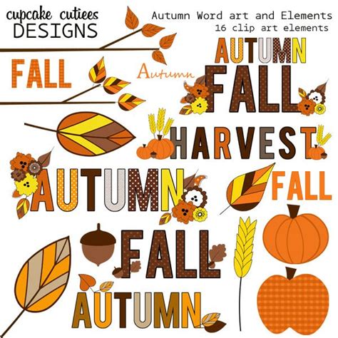 16 Autumn Word art and Elements. These are beautiful!! Great for invitations, cards, and paper ...