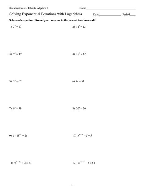 Solving Exponential Equations Worksheet With Answers — db-excel.com