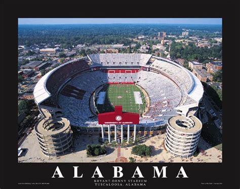 University of Alabama Bryant-Denny Stadium Aerial Poster