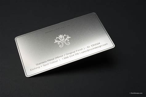 FREE ONLINE elegant black & silver STAINLESS STEEL business card template | RockDesign.com