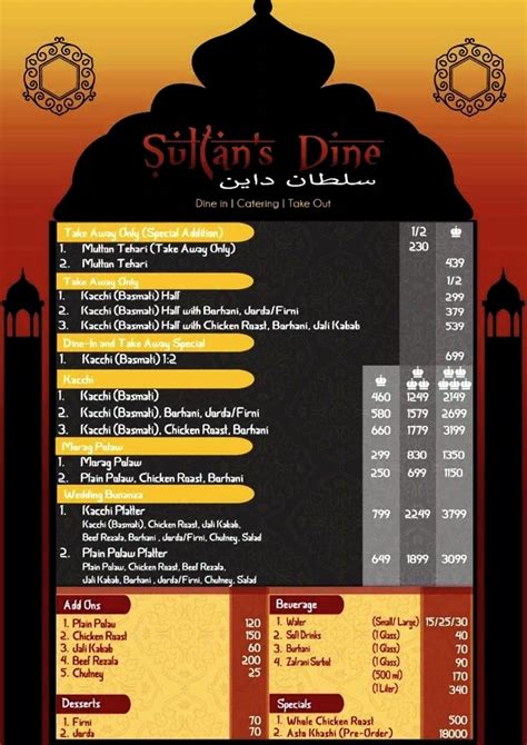 Sultan’s Dine Menu, Price and Branches Address - BD Food Blog