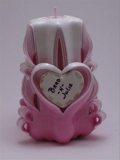 Pink Personalized Heart Pillar Candle | Zee Candles