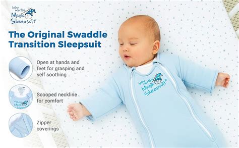 Amazon.com: Baby Merlin's Magic Sleepsuit - Swaddle Transition Product - Cotton - Blue - 6-9 ...