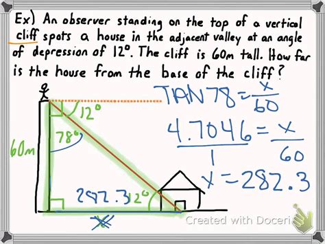 Angle Of Elevation And Depression Worksheet