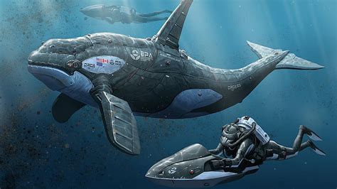 2560x1080px | free download | HD wallpaper: Sci Fi, Robot, sea, underwater, animal wildlife ...