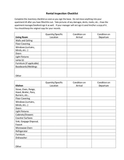 Apartment Maintenance Checklist Template | Template Business