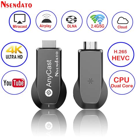 Anycast M100 2.4G/5G 4K Miracast Any Cast Wireless DLNA AirPlay HDMI TV Stick Wifi Display ...