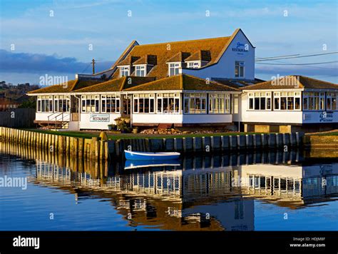 The Riverside seafood restaurant, West Bay, Bridport, Dorset, England UK Stock Photo - Alamy