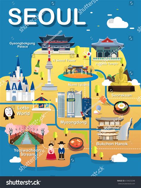 Map Seoul Attractions Vector Illustration : image vectorielle de stock (libre de droits ...