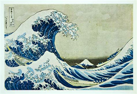 1962 Color Print Katsushika Hokusai Great Wave Kanagawa Ocean Japan ...