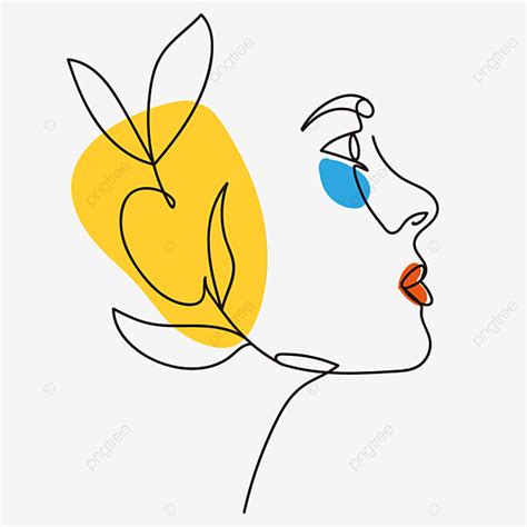 Continuous Line Art Vector Hd PNG Images, Female Line Art One Continuous Abstract Face By ...