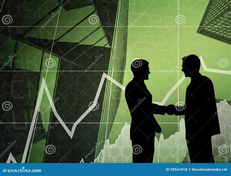 Business People Shaking Hand Silhouette Against Business Interface ...