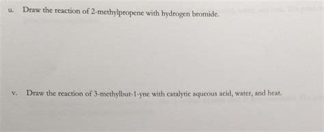 Solved u. ﻿Draw the reaction of 2-methylpropene with | Chegg.com