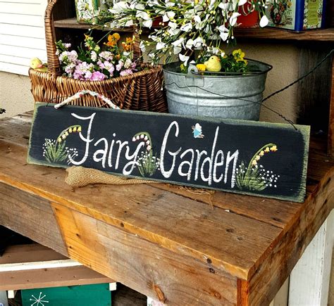 Wood garden signs,rustic home decor,fairy garden decor,outdoor garden sign,personalized garden ...