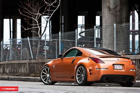 Carbon Fiber Accents and Vossen Custom Wheels For Nissan 350Z — CARiD ...