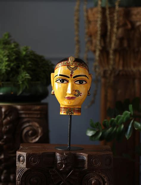 Antiquity Rustica Collective - Wooden Gouri Face With Iron Stand ...