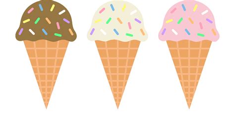 Chocolate Vanilla and Strawberry Ice Cream Cones - Free Clip Art