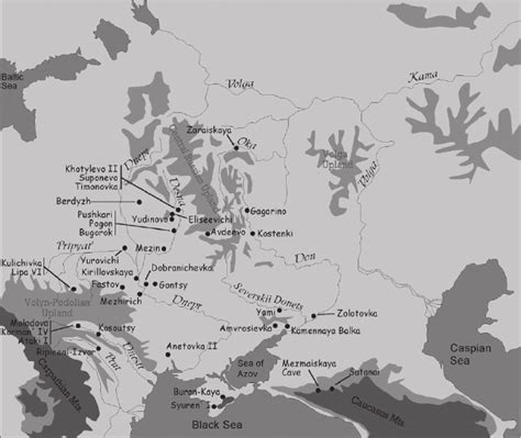 3. Map of Eastern Europe illustrating locations of Upper Paleolithic ...