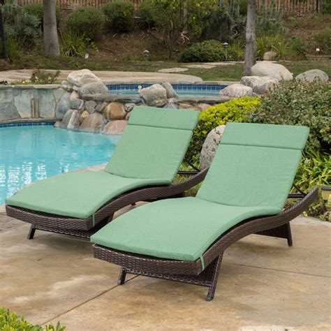 Anthony Outdoor Wicker Adjustable Chaise Lounge with Cushion, Set of 2, Multibrown, Jungle Green ...