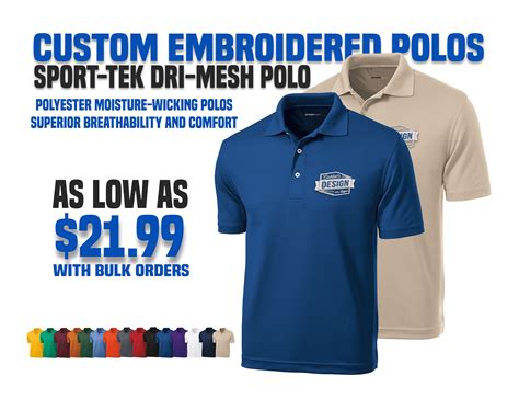 Custom Embroidered Polo Shirts | Sport-Tek Dry Mesh