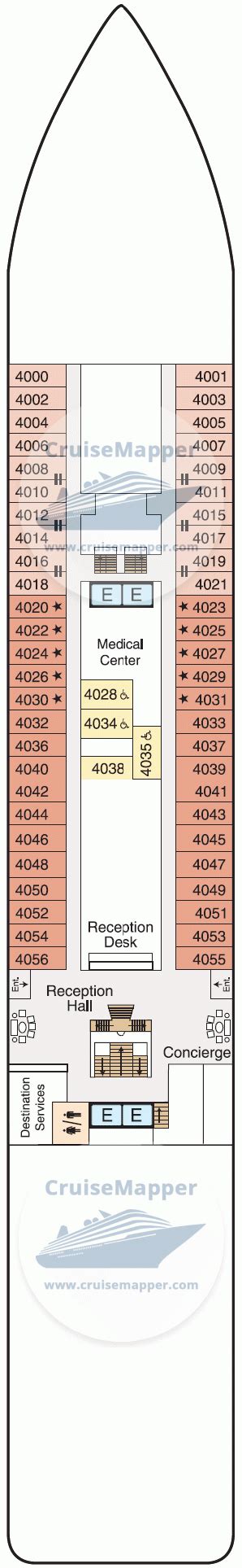 Oceania Sirena deck 4 plan | CruiseMapper