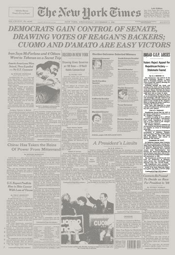 ELECTIONS; DEMOCRATS GAIN CONTROL OF SENATE, DRAWING VOTES OF REAGAN'S BACKERS; CUOMO AND D ...