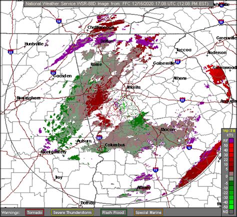 National Weather Service radar from Atlanta, GA