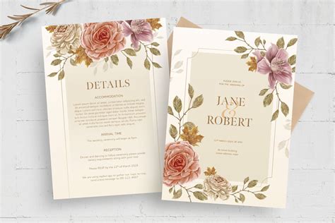 Flower Wedding Invitation Card Template [PSD] - BrandPacks