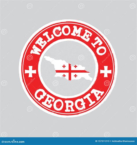 Vector Stamp of Welcome To Georgia with Map Outline of the Nation in ...