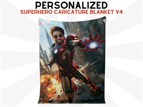 Superhero Caricature Blanket, Personalized Blanket, Custom Blanket, Superhero Gift, Gift for Men ...