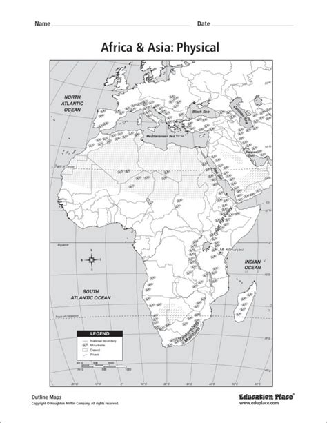 Africa & Asia: Physical Map Organizer for 5th - 12th Grade | Lesson Planet