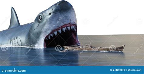 Great Shark Attack Boat, Isolated Stock Photo - Image of abstract, attacking: 244002570